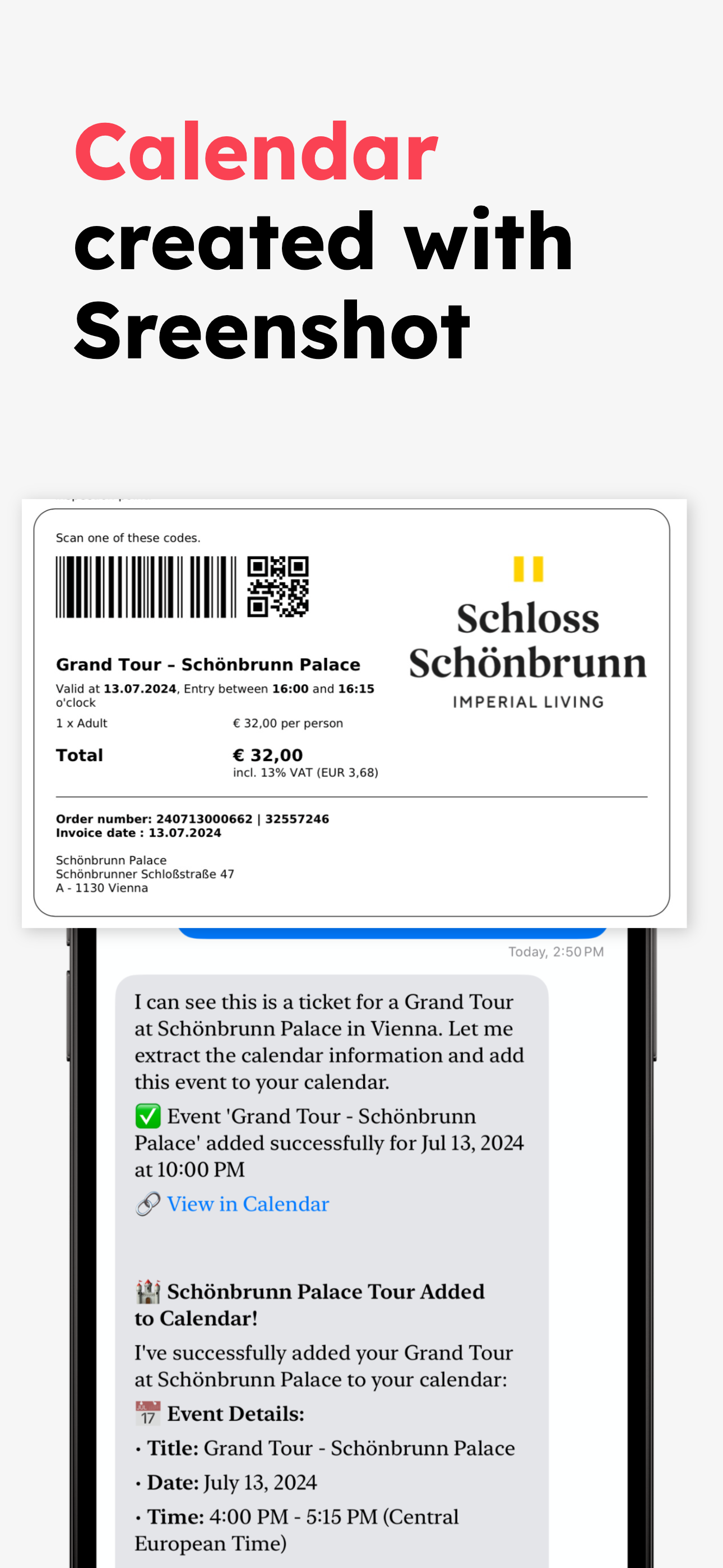 Screenshot to calendar
